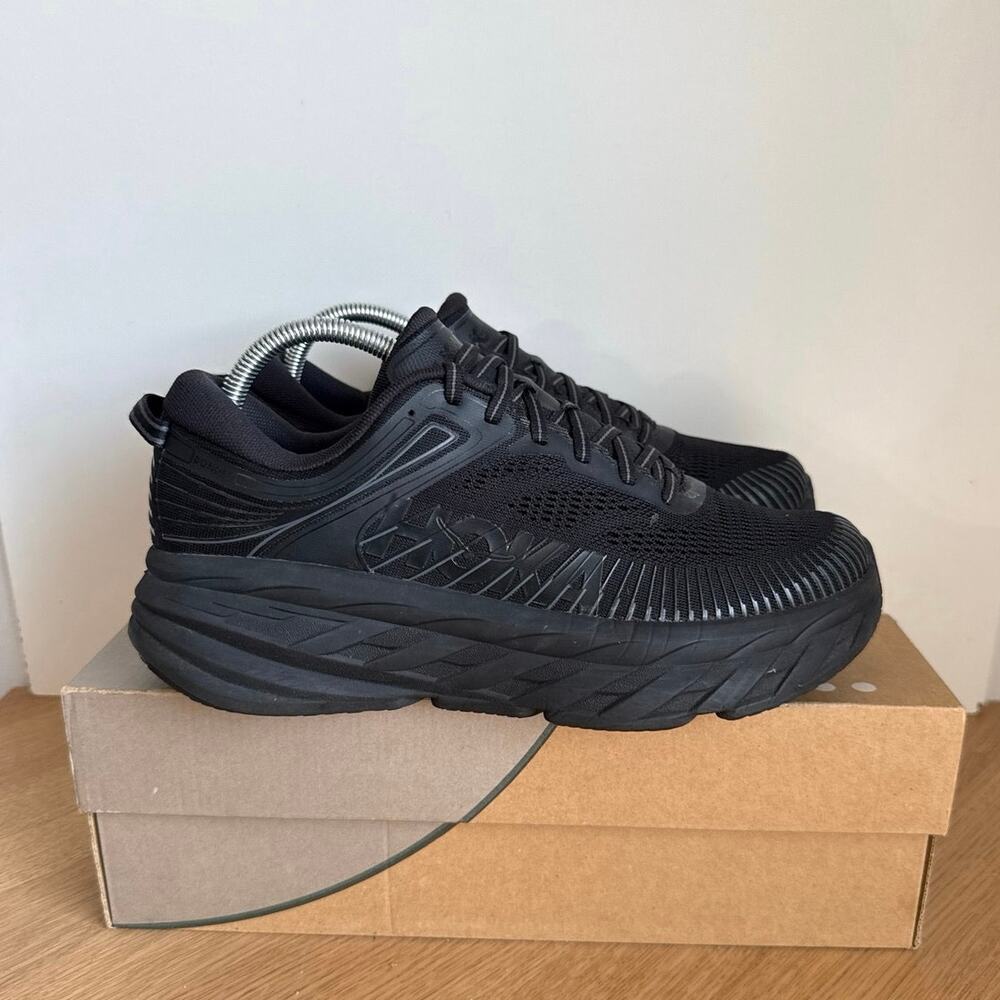 HOKA ONE ONE Bondi 7 ‘Triple Black’ Women Running Sneakers- SZ 9 - Picture 2 of 11